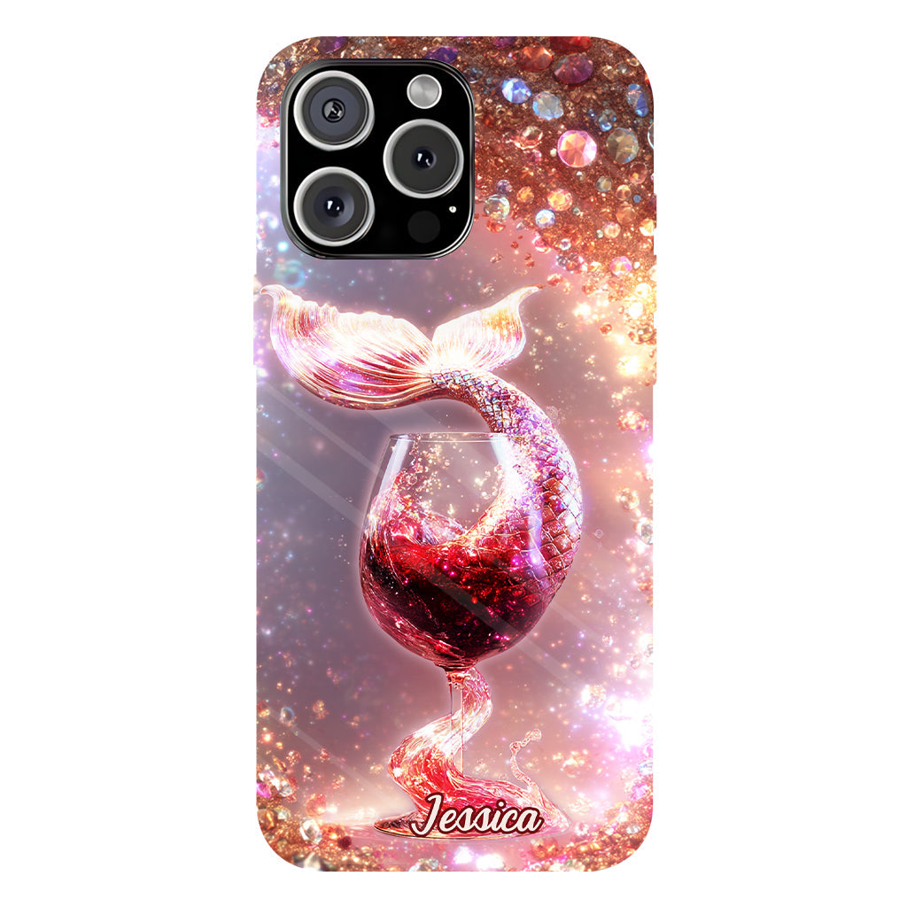 Je bois comme un poisson, je suis une sirène - Coque de téléphone personnalisée avec impression intégrale sur le thème du vin