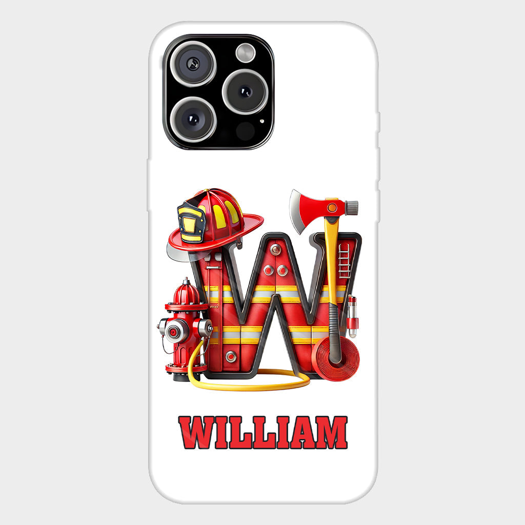 Étui de téléphone personnalisé avec motif pompier Alphabet - Coque de téléphone imprimée intégrale