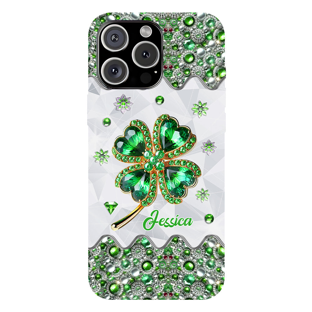 Coque de téléphone personnalisée avec trèfle à quatre feuilles porte-bonheur pour la Saint-Patrick - Impression intégrale