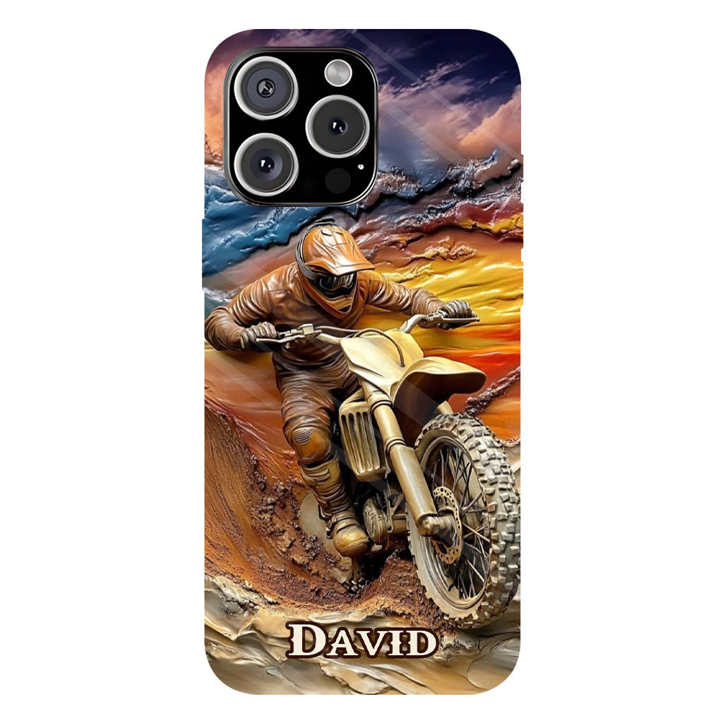Né pour rouler - Coque de téléphone personnalisée avec impression intégrale de moto cross