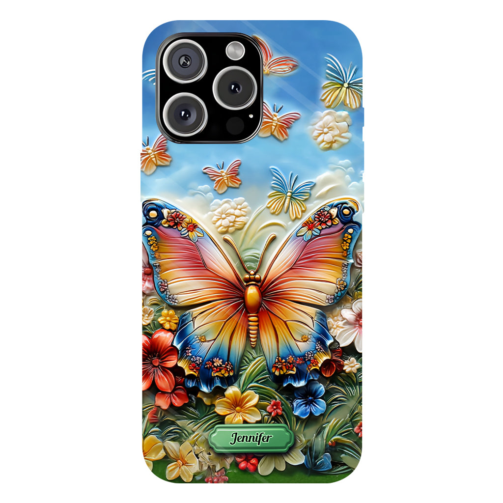 Wunderschöner Schmetterling, Biene, Libelle, Kolibri – personalisierte Handyhülle mit Schmetterlingsmotiv