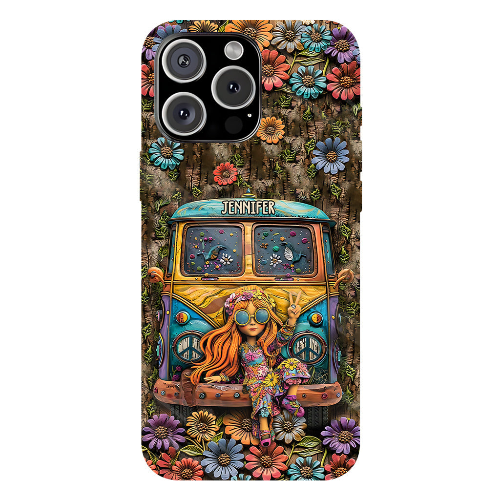 Niedliche Wohnwagen-Handyhülle mit personalisiertem Hippie-Vollbilddruck