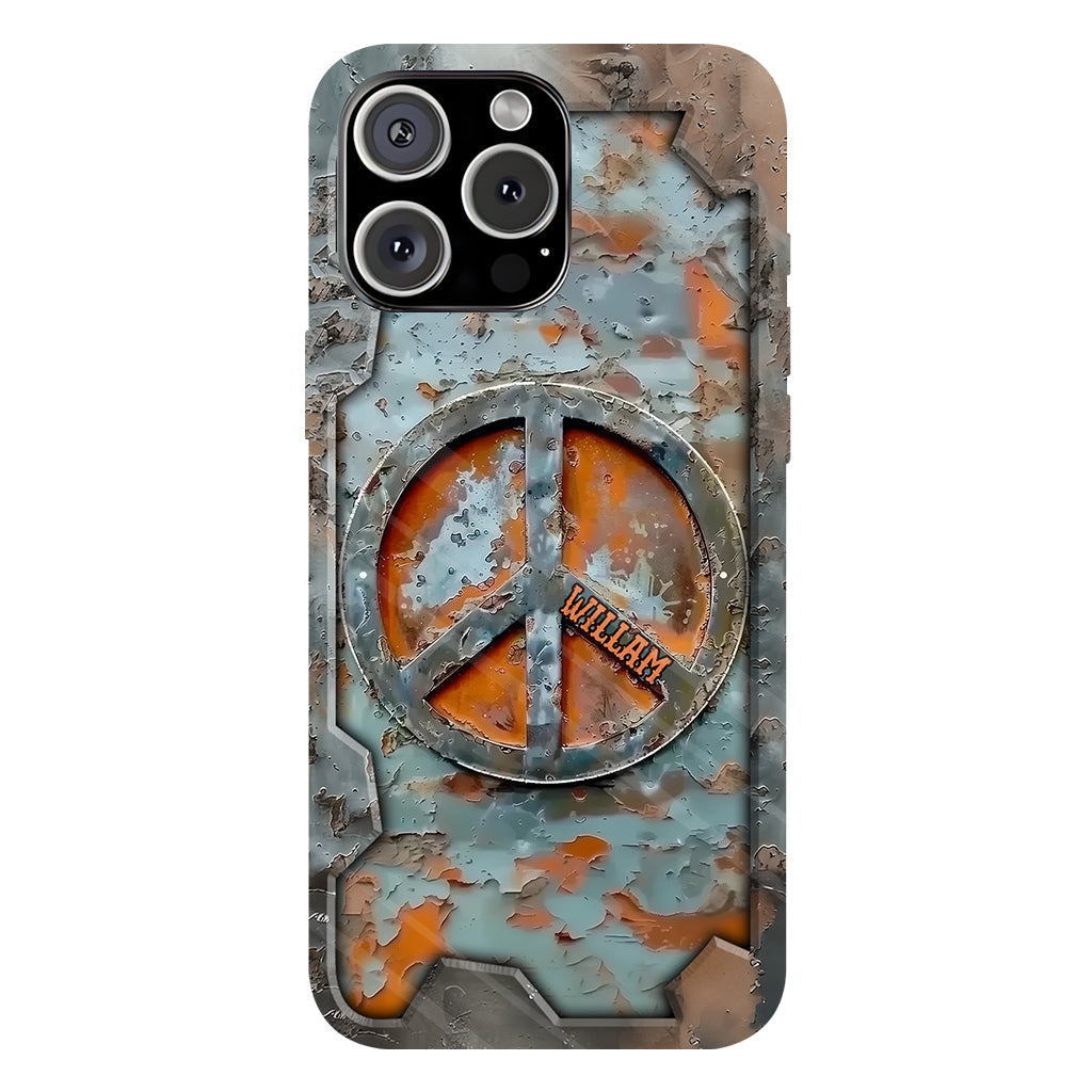 Liebe und Frieden – Personalisierte Handyhülle im Hippie-Stil mit Vollprint
