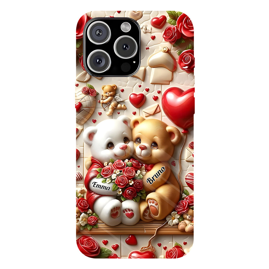 Cute Bear Couple - Personalized Couple Full Print Phone Case