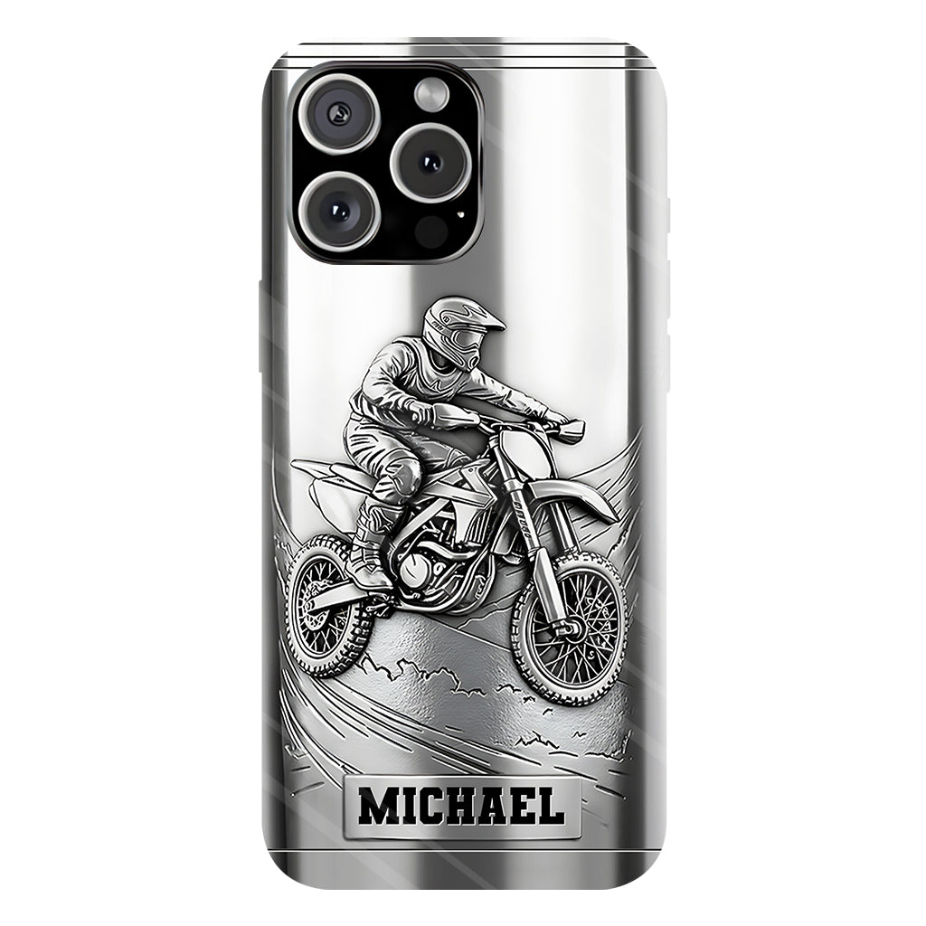 Handyhülle mit Metallic-Motiv (Dirtbike/Motocross) – Personalisierte Dirtbike-Handyhülle mit Vollbilddruck