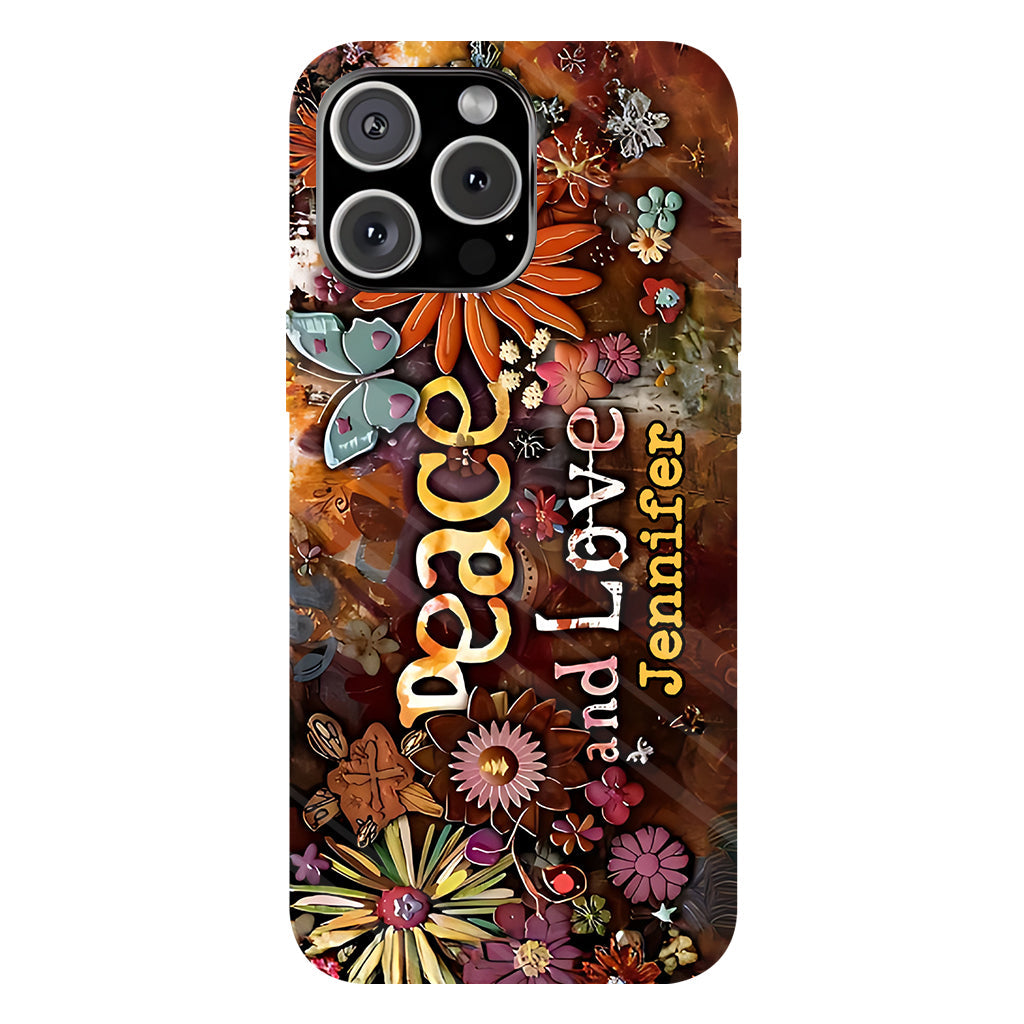 Frieden und Liebe – Personalisierte Handyhülle im Hippie-Stil mit Vollprint