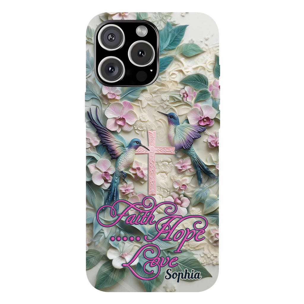 Foi, Espérance, Amour - Coque de téléphone personnalisée avec colibri - Impression intégrale