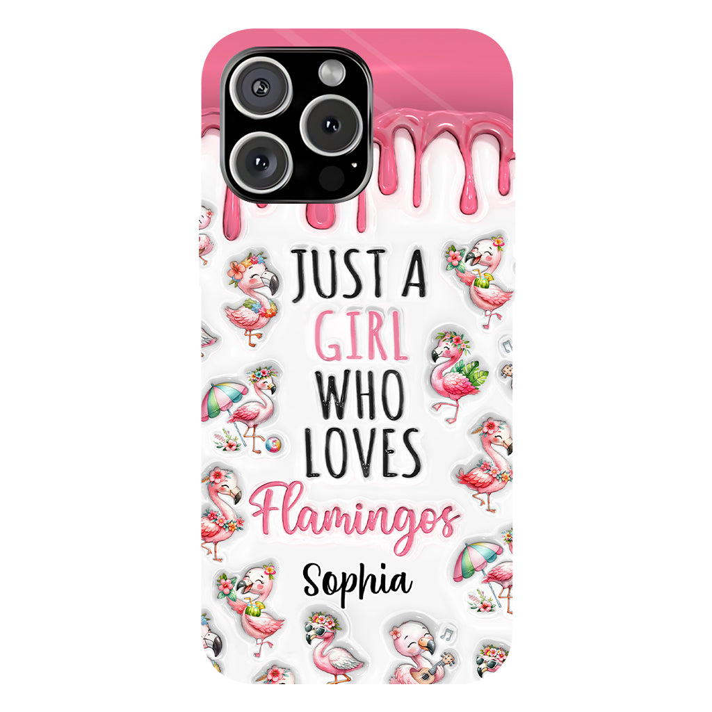 Juste une fille qui aime les flamants roses - Coque de téléphone personnalisée avec imprimé flamant rose