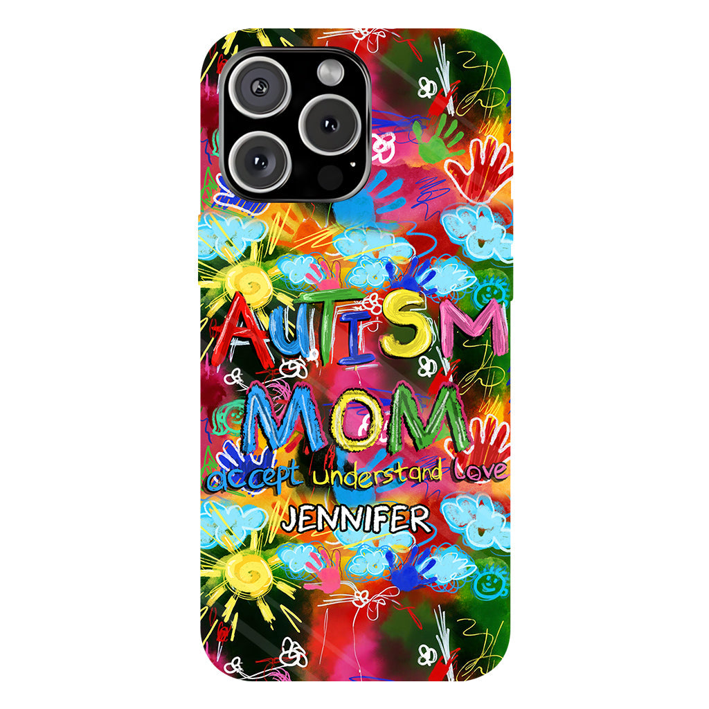 Maman d'un enfant autiste - Coque de téléphone personnalisée avec impression intégrale pour la sensibilisation à l'autisme