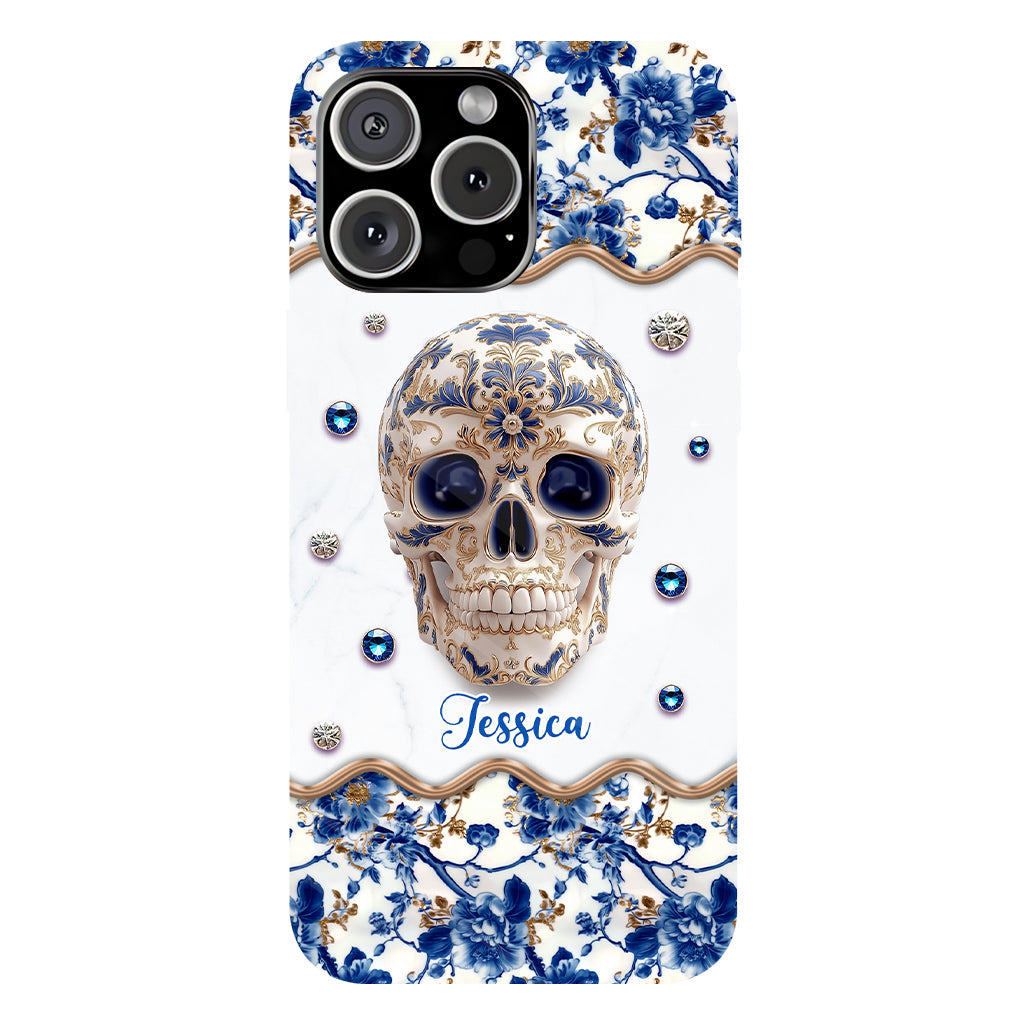 Totenkopf-Toile-de-Jouy – Personalisierte Handyhülle mit Totenkopf-Vollbilddruck