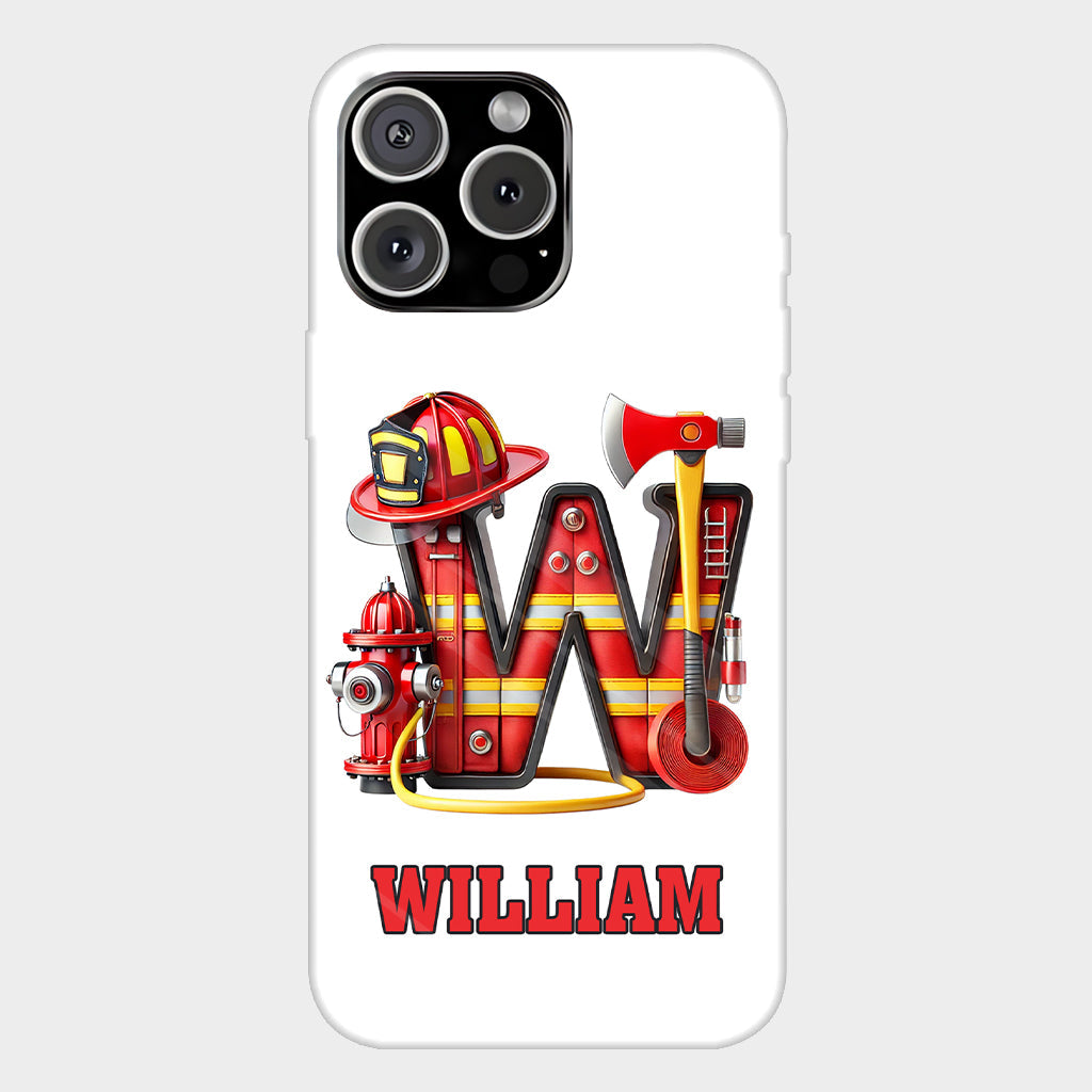Étui de téléphone personnalisé avec motif pompier Alphabet - Coque de téléphone imprimée intégrale
