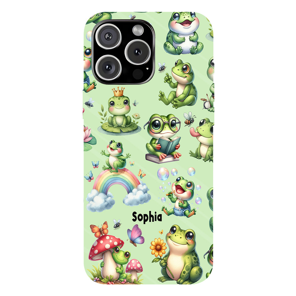 Einfach ein Mädchen, das Frösche liebt – Personalisierte Handyhülle mit Frosch-Vollbilddruck