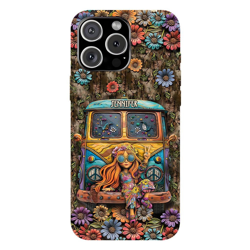 Niedliche Wohnwagen-Handyhülle mit personalisiertem Hippie-Vollbilddruck