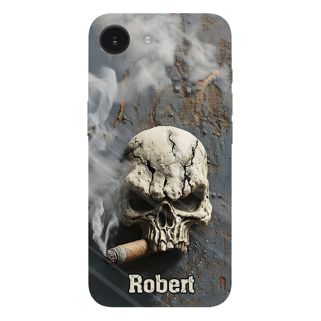 Coque de téléphone personnalisée Skull Cigar - Motif crâne intégral