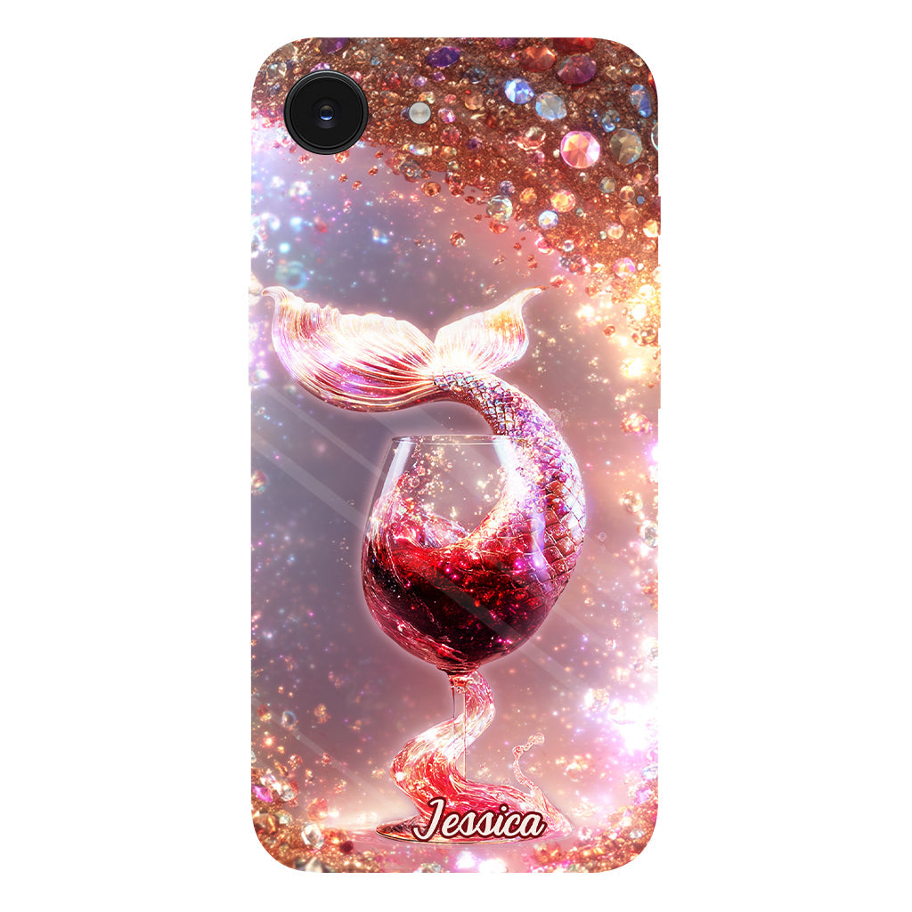 Je bois comme un poisson, je suis une sirène - Coque de téléphone personnalisée avec impression intégrale sur le thème du vin