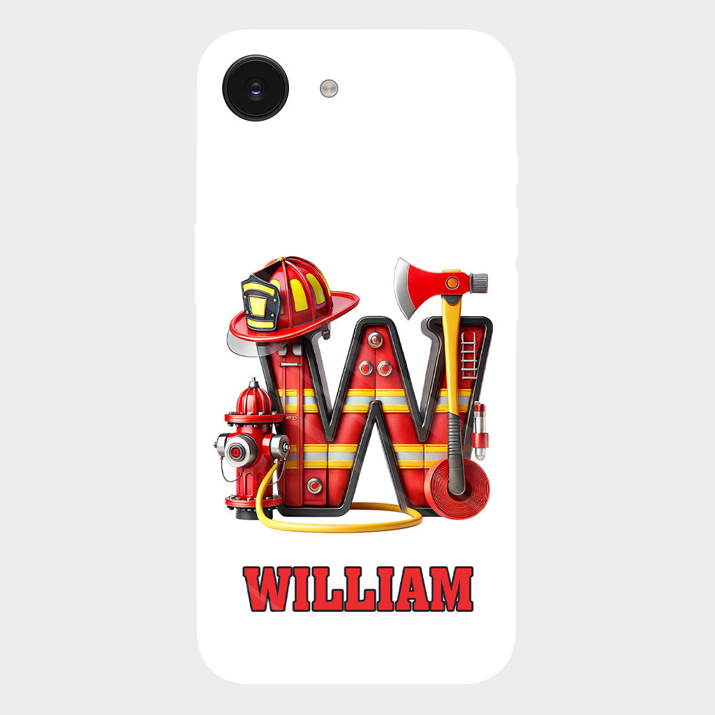 Étui de téléphone personnalisé avec motif pompier Alphabet - Coque de téléphone imprimée intégrale