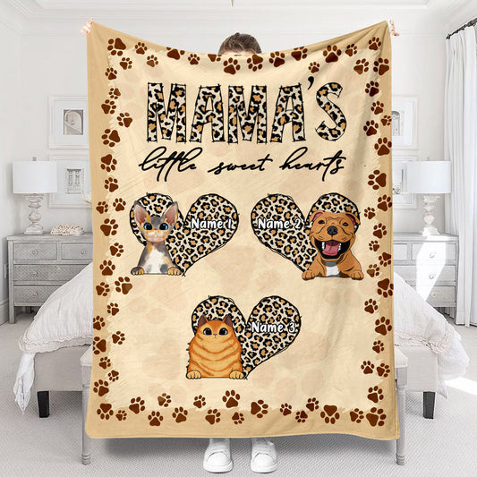 Mama's Little Sweet Hearts - Personalized Mother's day Dog Blanket
