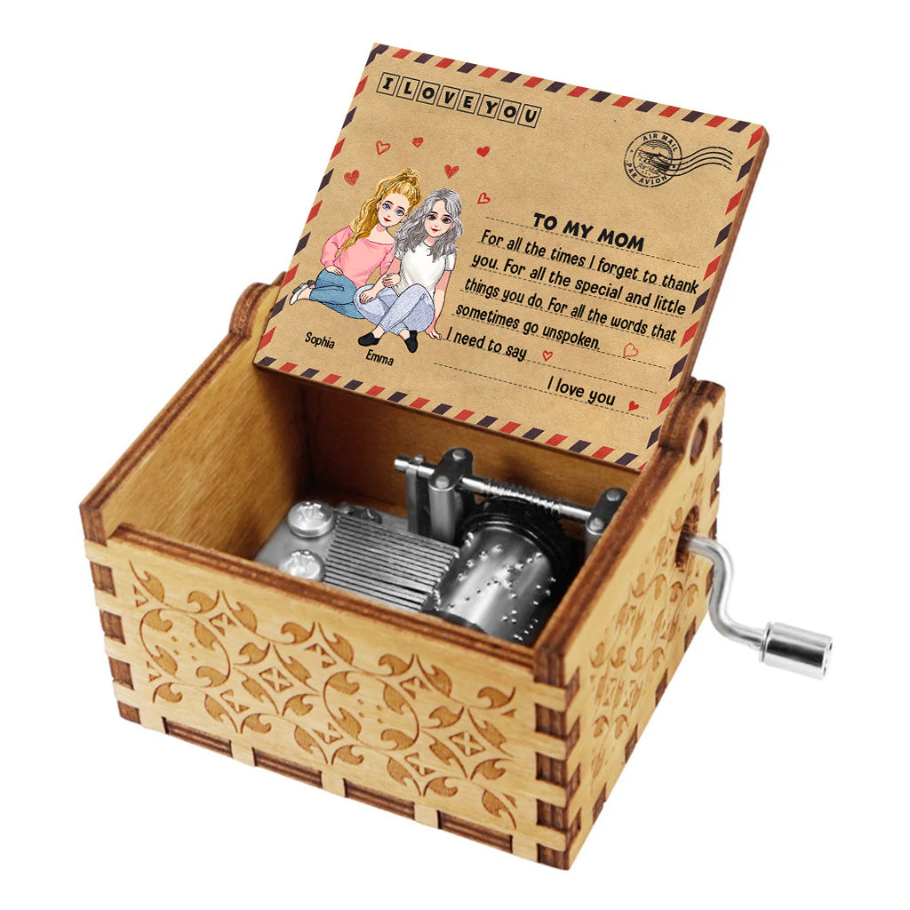 For All The Time I Forget To Thank You - Gift for mom, grandma, son, daughter, granddaughter, grandson - Personalized Hand Crank Music Box