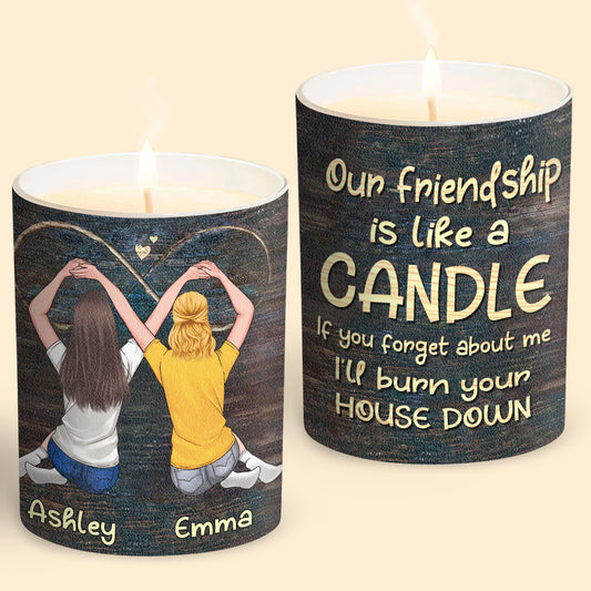 Our Friendship Is Like A Candle - Personalized Bestie Candle With Wooden Lid