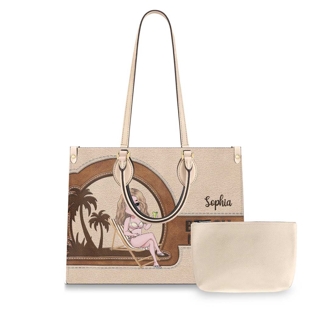 Strand bitte – Personalisierte Lederhandtasche für Meeresliebhaber
