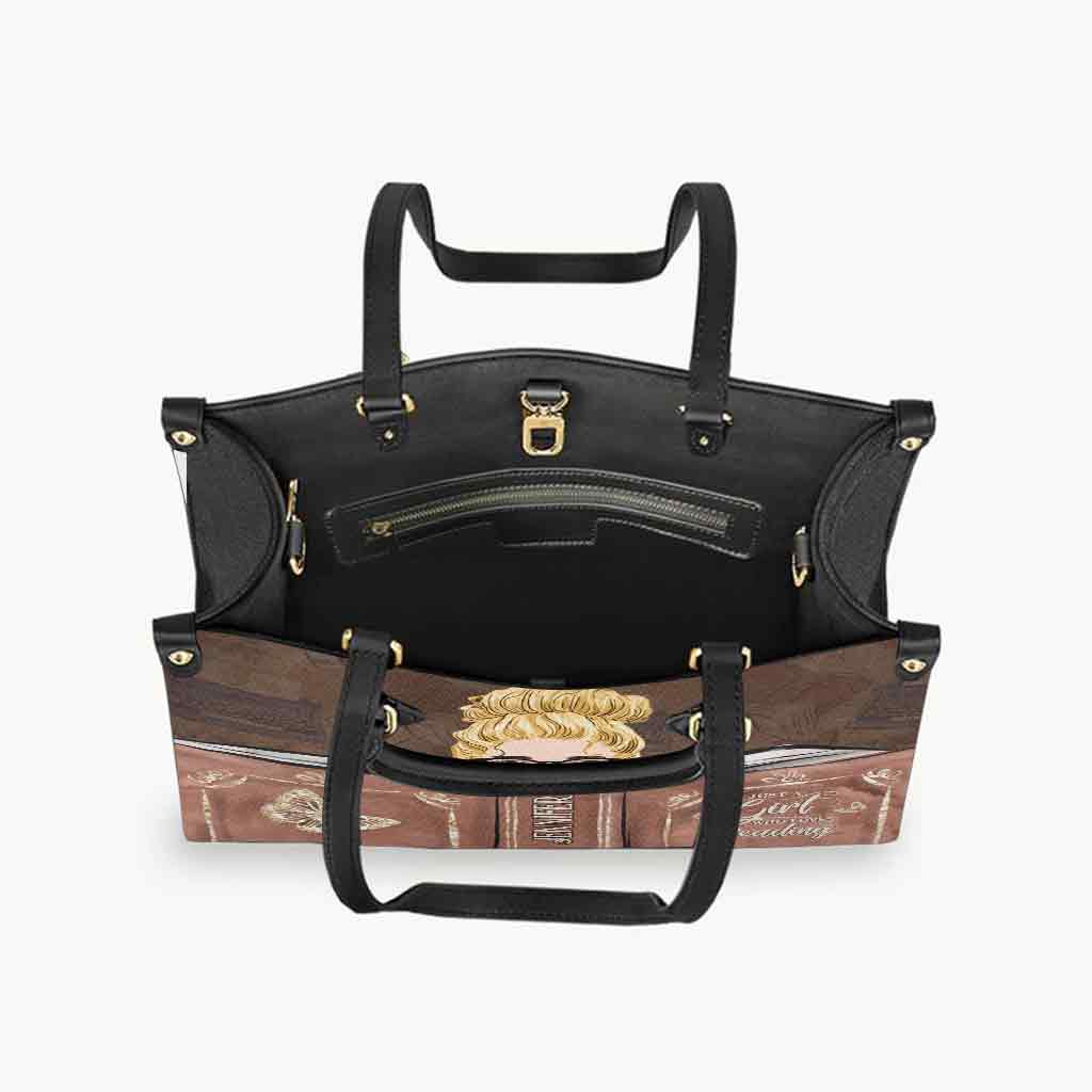 Sac à main en cuir personnalisé « Juste une fille qui aime lire »
