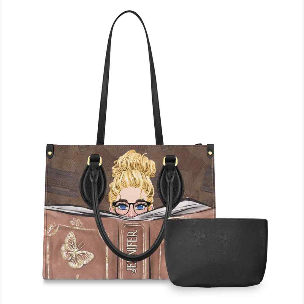 Sac à main en cuir personnalisé « Juste une fille qui aime lire »