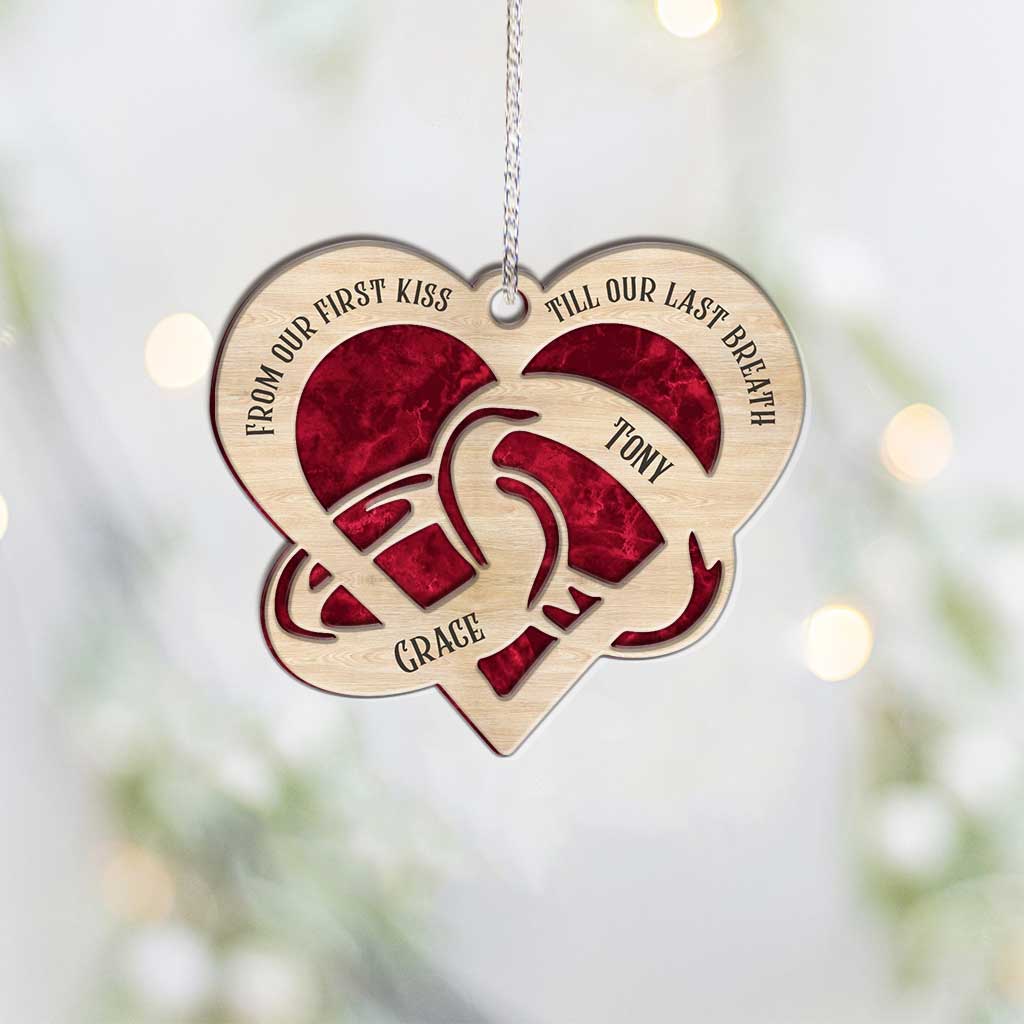 From Our First Kiss - Personalized Christmas Couple Layers Mix Ornament