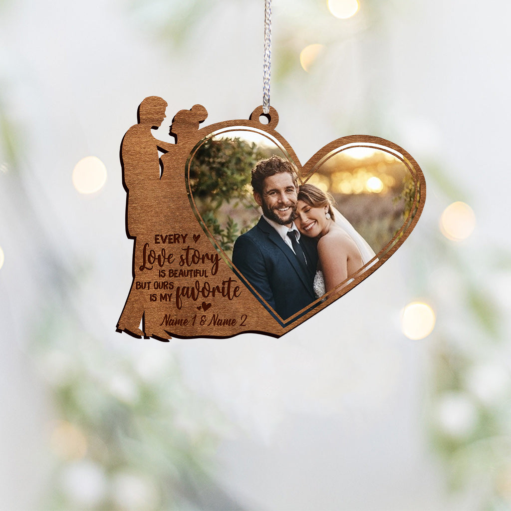 Every Love Story Is Beautiful But Ours Is My Favorite - Personalized Christmas Couple Ornament (Printed On Both Sides)