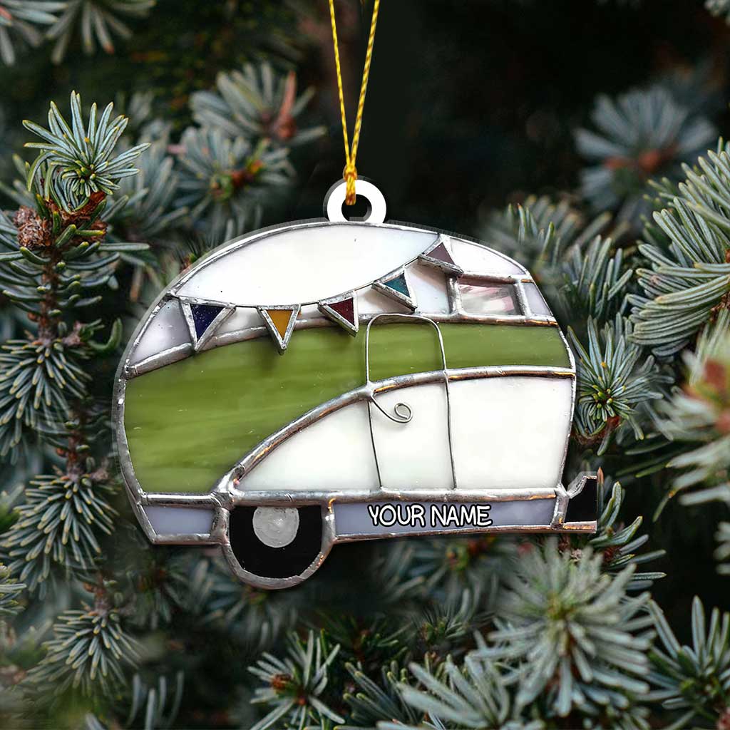 J'adore le camping - Ornement de Noël personnalisé (Impression recto verso)