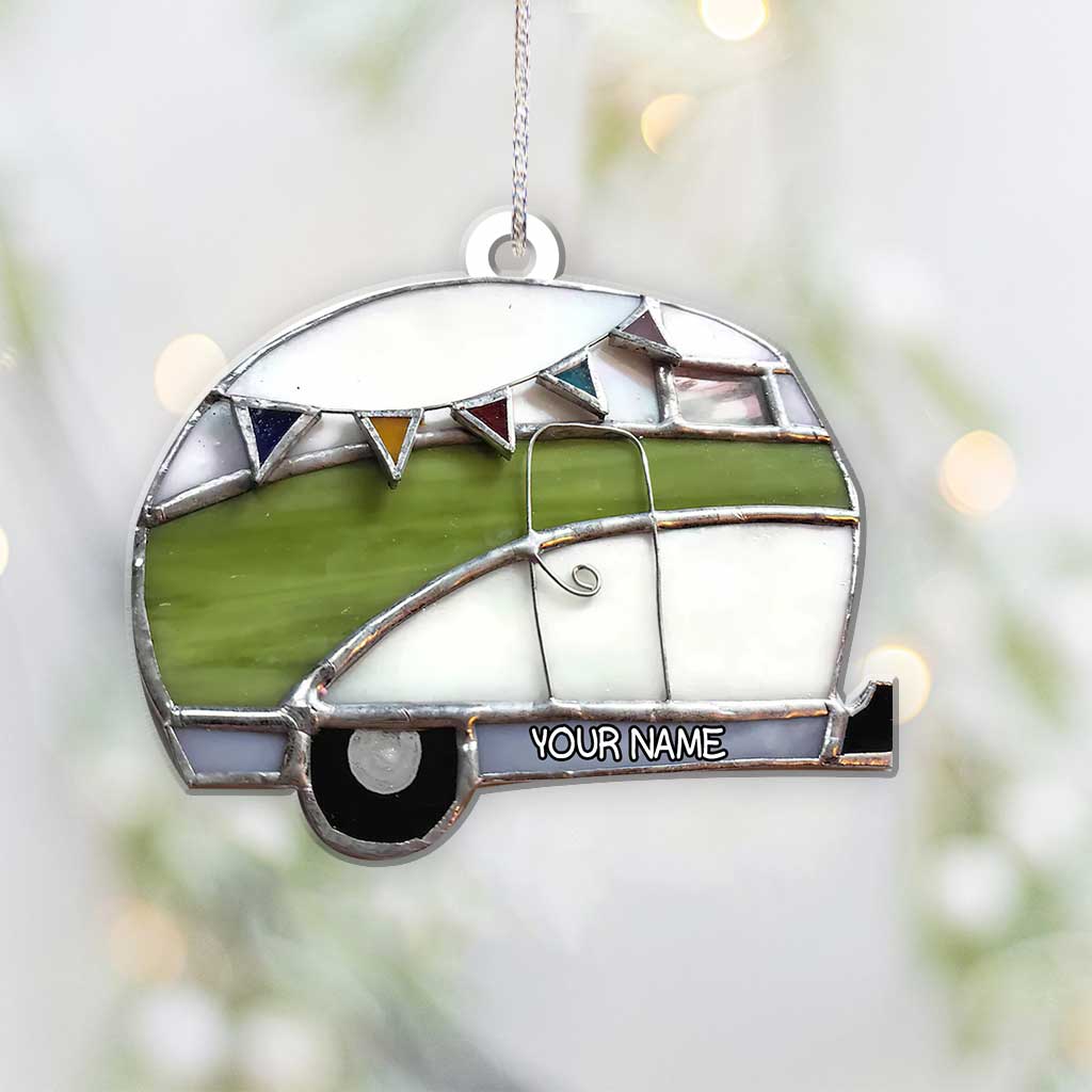 J'adore le camping - Ornement de Noël personnalisé (Impression recto verso)