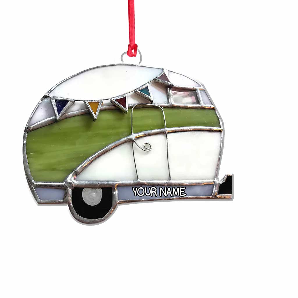 J'adore le camping - Ornement de Noël personnalisé (Impression recto verso)