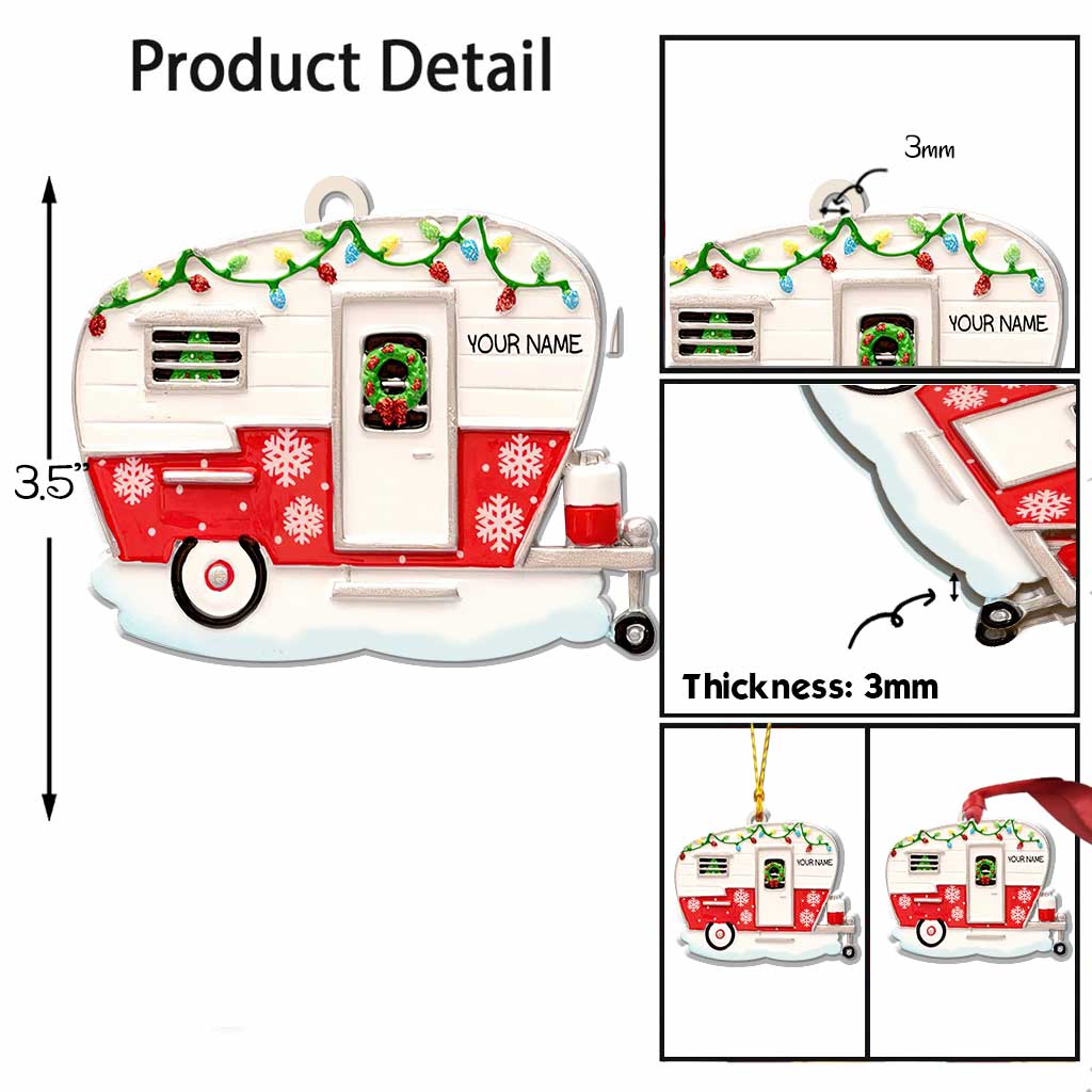 Liebe zum Camping – Personalisierter Weihnachtsschmuck (beidseitig bedruckt)