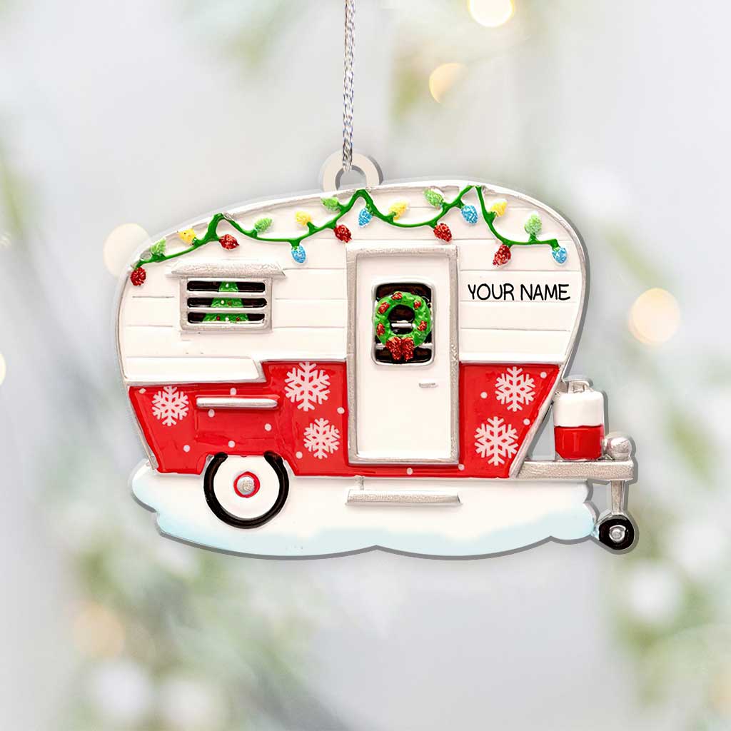 Liebe zum Camping – Personalisierter Weihnachtsschmuck (beidseitig bedruckt)
