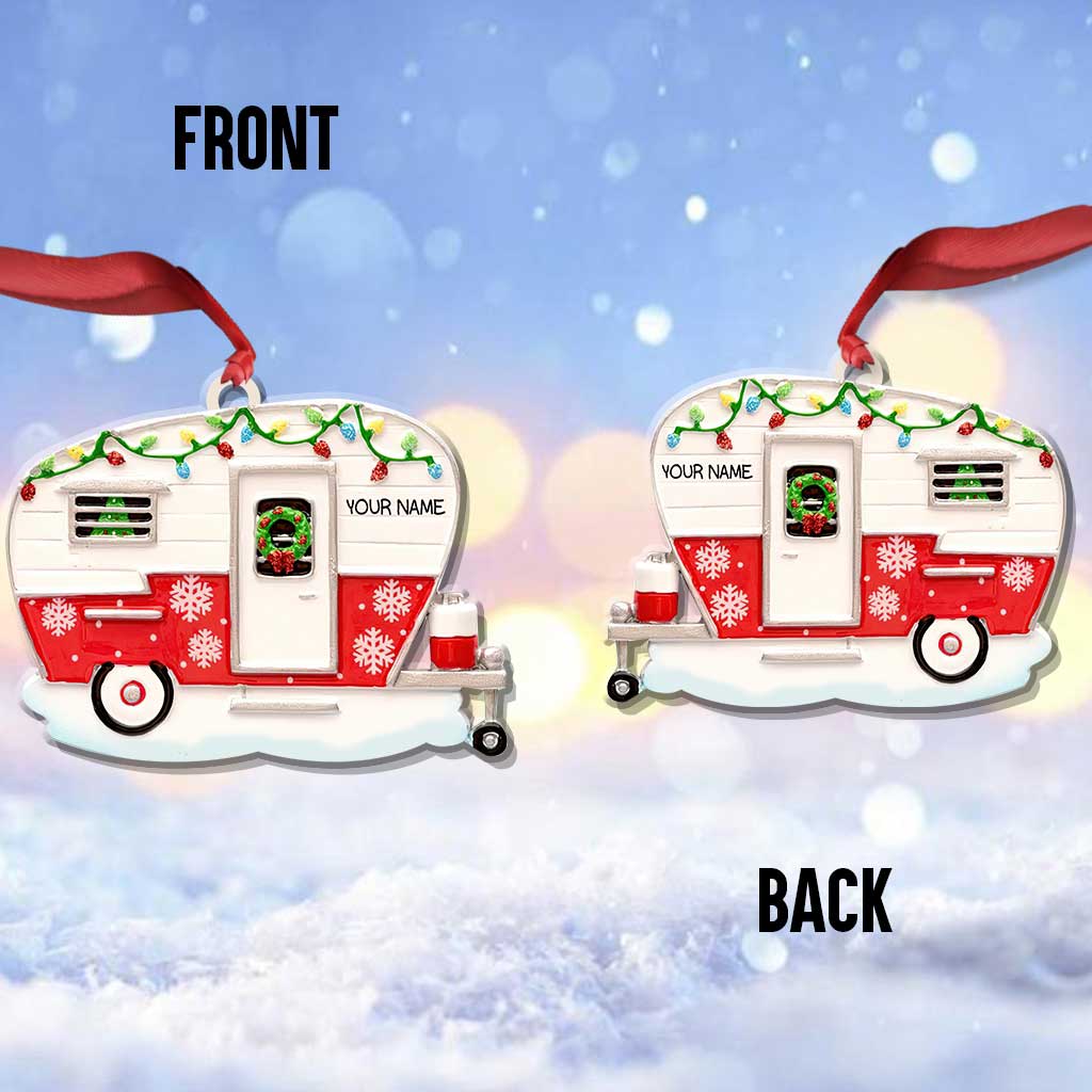 Liebe zum Camping – Personalisierter Weihnachtsschmuck (beidseitig bedruckt)