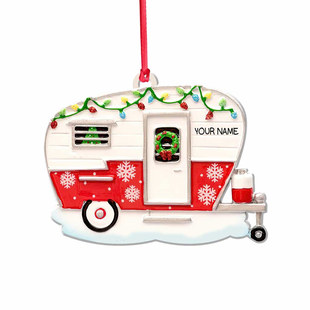 Liebe zum Camping – Personalisierter Weihnachtsschmuck (beidseitig bedruckt)