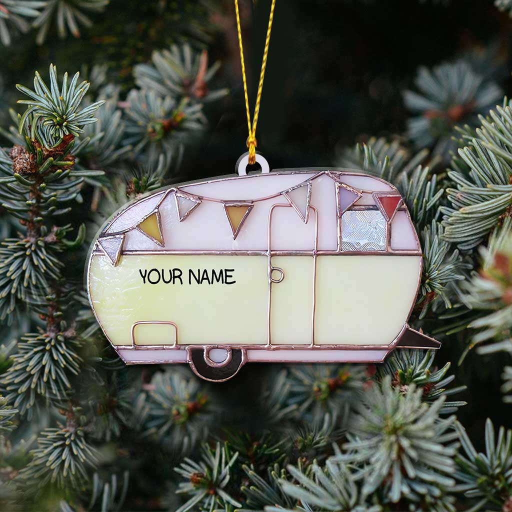 Liebe zum Camping – Personalisierter Weihnachtsschmuck (beidseitig bedruckt)