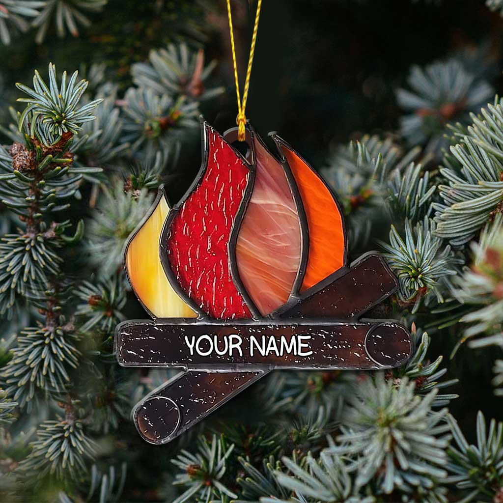 Liebe zum Camping – Personalisierter Weihnachtsschmuck (beidseitig bedruckt)