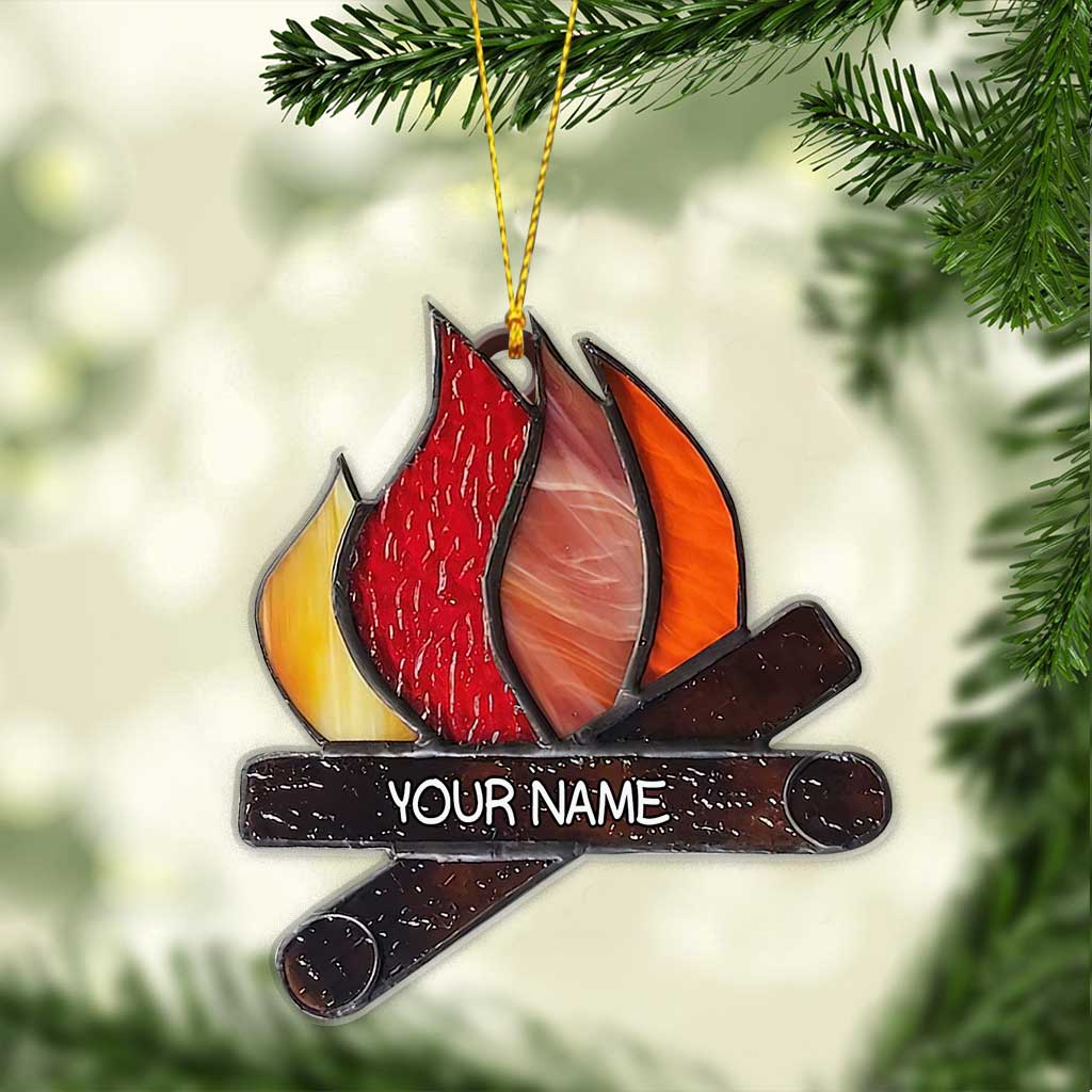 Liebe zum Camping – Personalisierter Weihnachtsschmuck (beidseitig bedruckt)