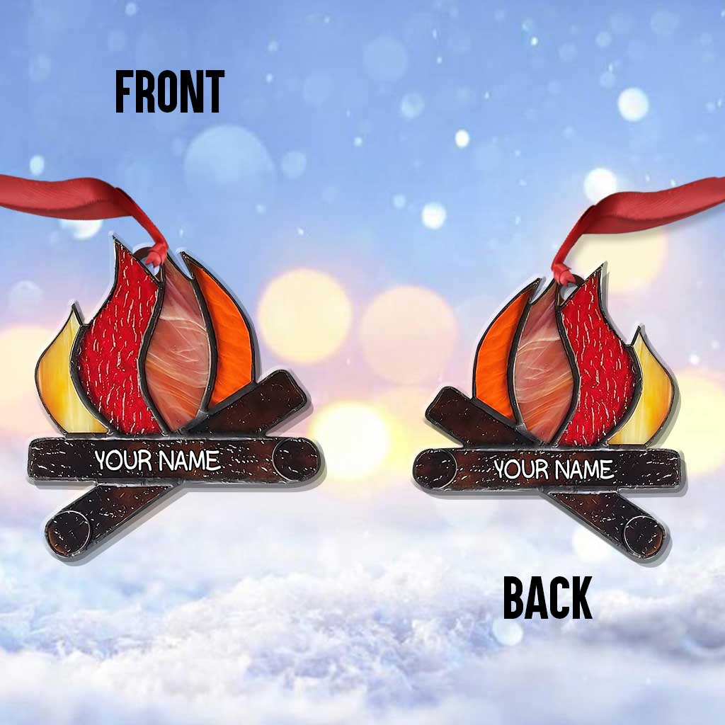 Liebe zum Camping – Personalisierter Weihnachtsschmuck (beidseitig bedruckt)