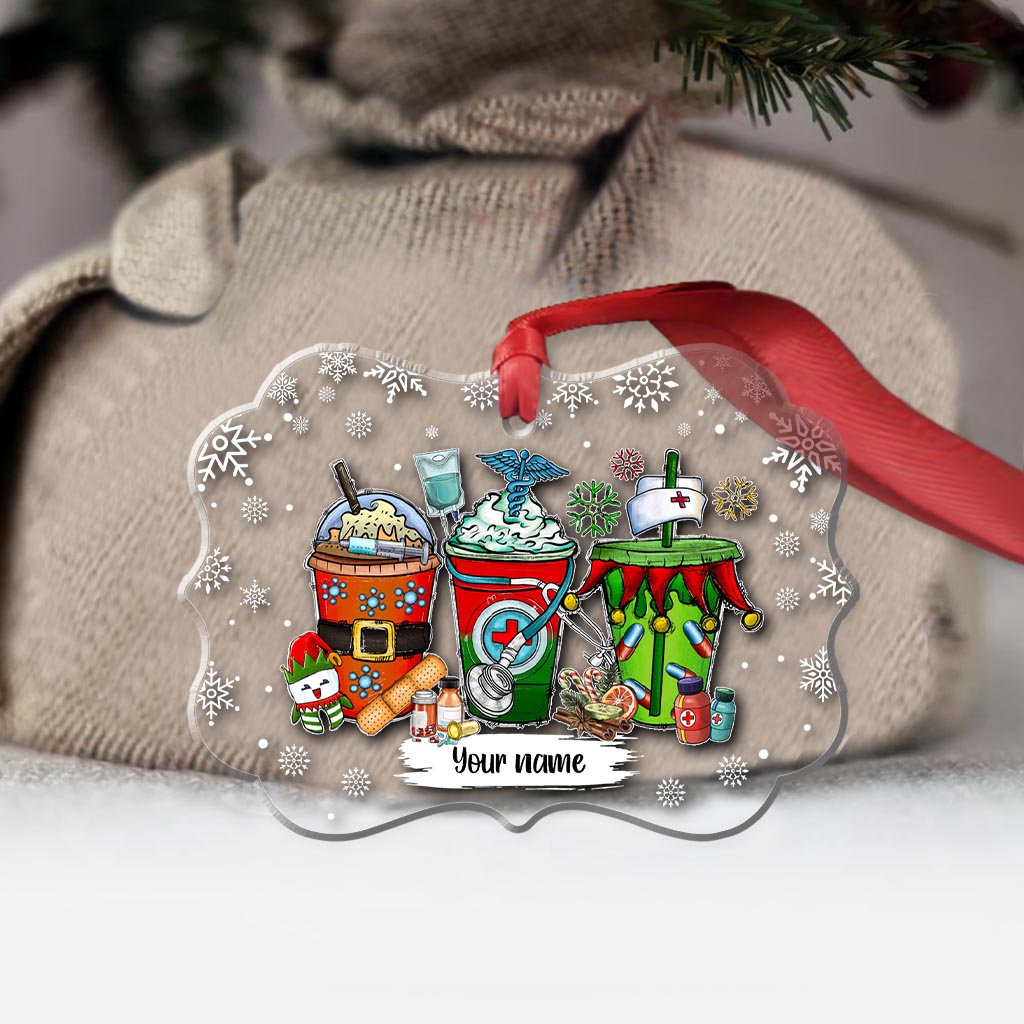 Frohe Weihnachten – Personalisierter transparenter Weihnachtsschmuck für Krankenschwestern