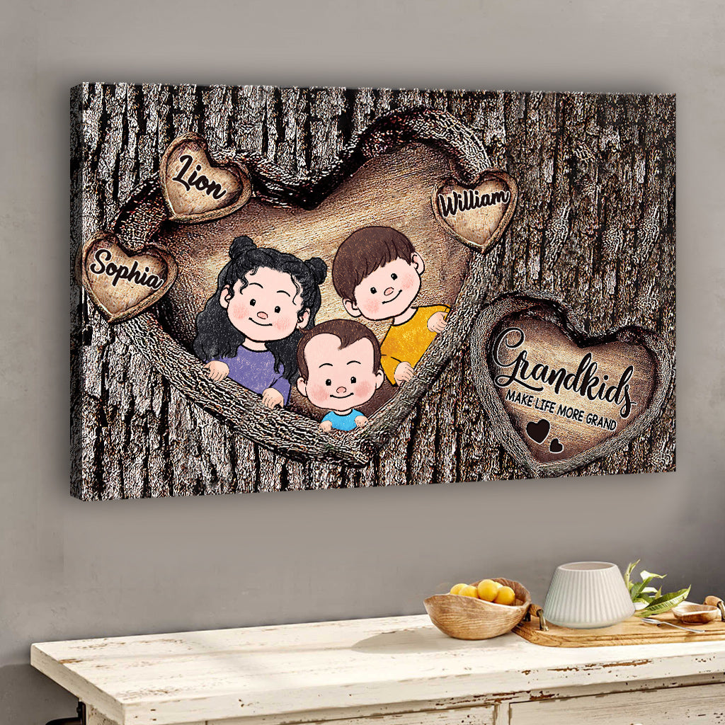 Les petits-enfants rendent la vie plus belle - Toile et affiche personnalisées pour grand-mère
