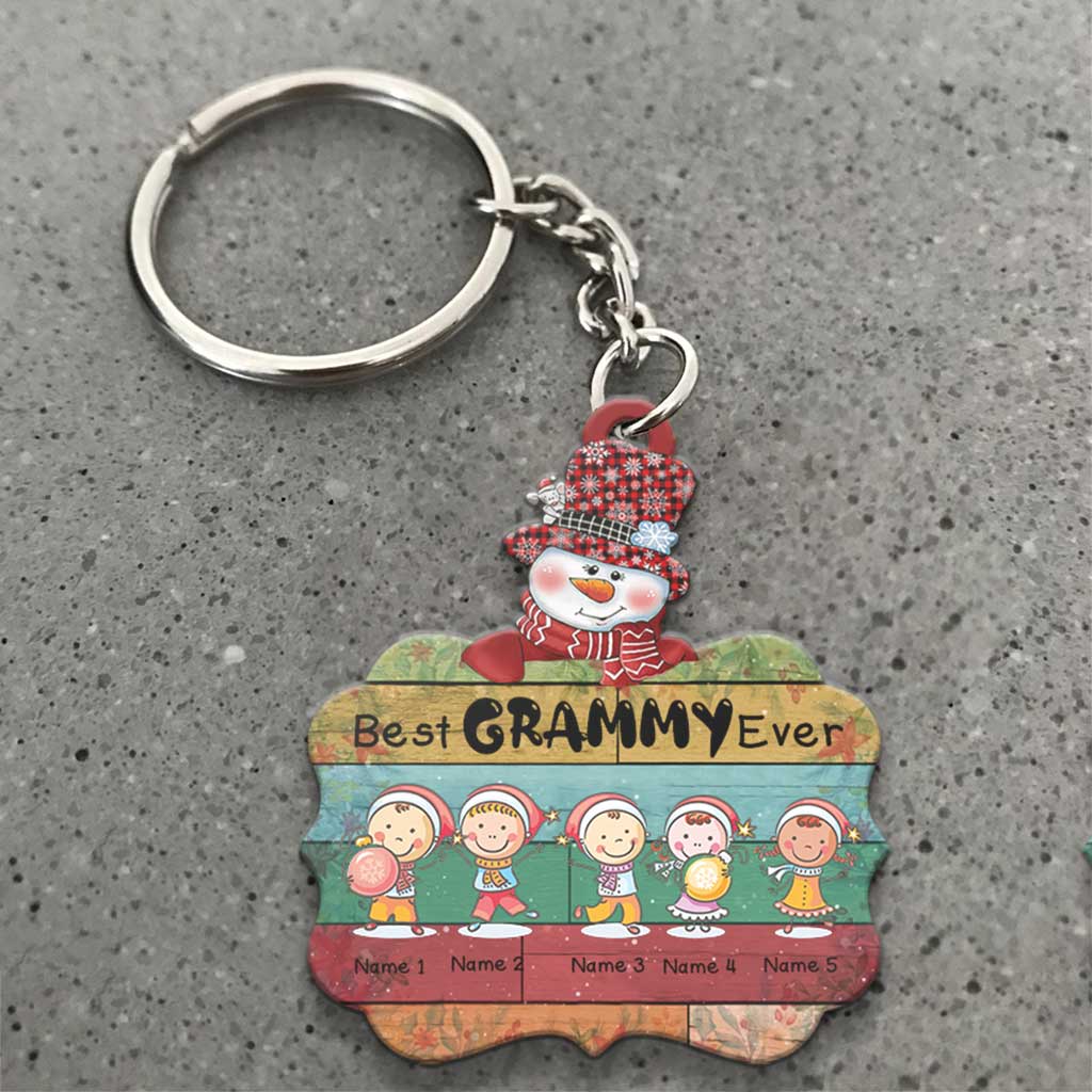 Best Mimi Claus - Personalized Christmas Grandma Keychain (Printed On Both Sides)