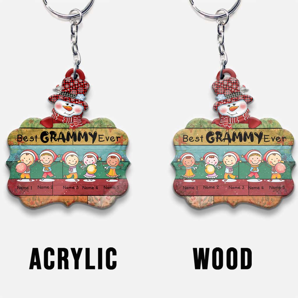 Best Mimi Claus - Personalized Christmas Grandma Keychain (Printed On Both Sides)