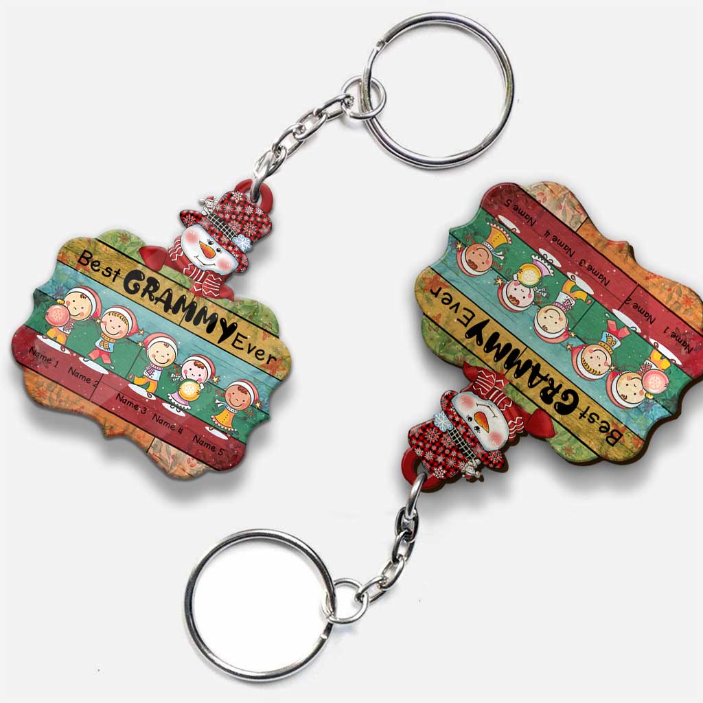 Best Mimi Claus - Personalized Christmas Grandma Keychain (Printed On Both Sides)