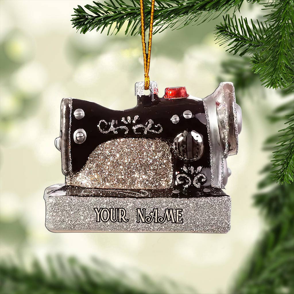 Nähmaschinen-Kollektion – Personalisierter Weihnachtsschmuck zum Thema Nähen (beidseitig bedruckt)