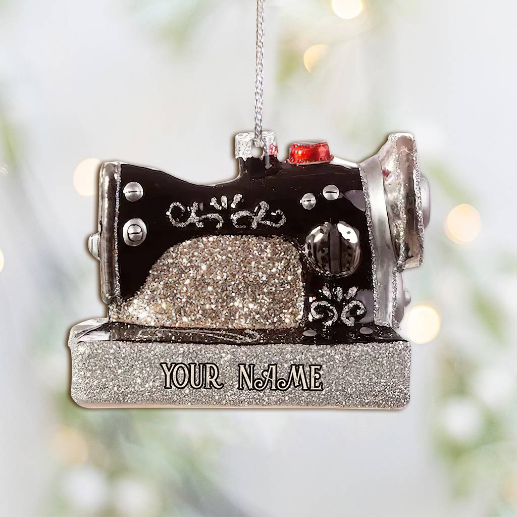 Nähmaschinen-Kollektion – Personalisierter Weihnachtsschmuck zum Thema Nähen (beidseitig bedruckt)