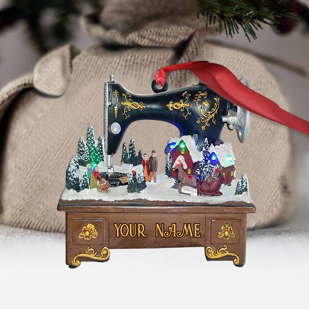 Nähmaschinen-Kollektion – Personalisierter Weihnachtsschmuck zum Thema Nähen (beidseitig bedruckt)