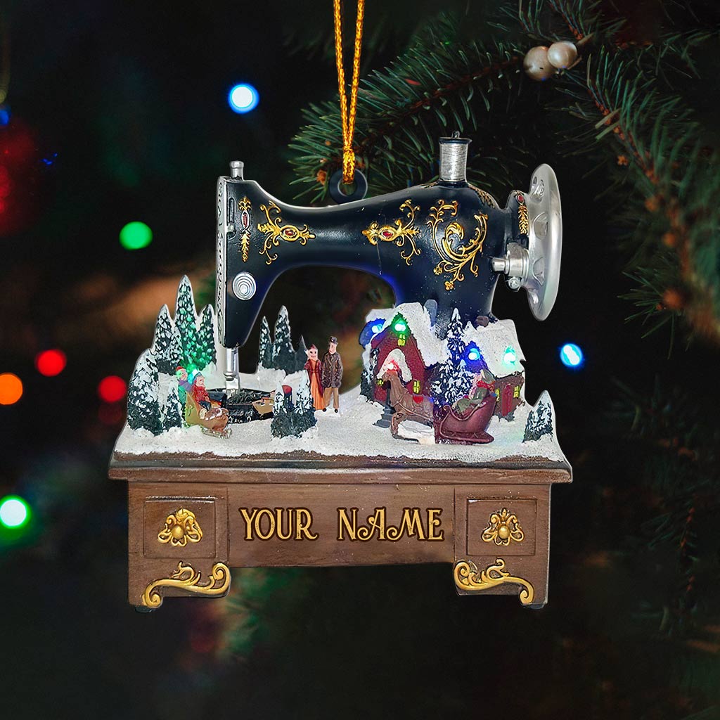 Nähmaschinen-Kollektion – Personalisierter Weihnachtsschmuck zum Thema Nähen (beidseitig bedruckt)