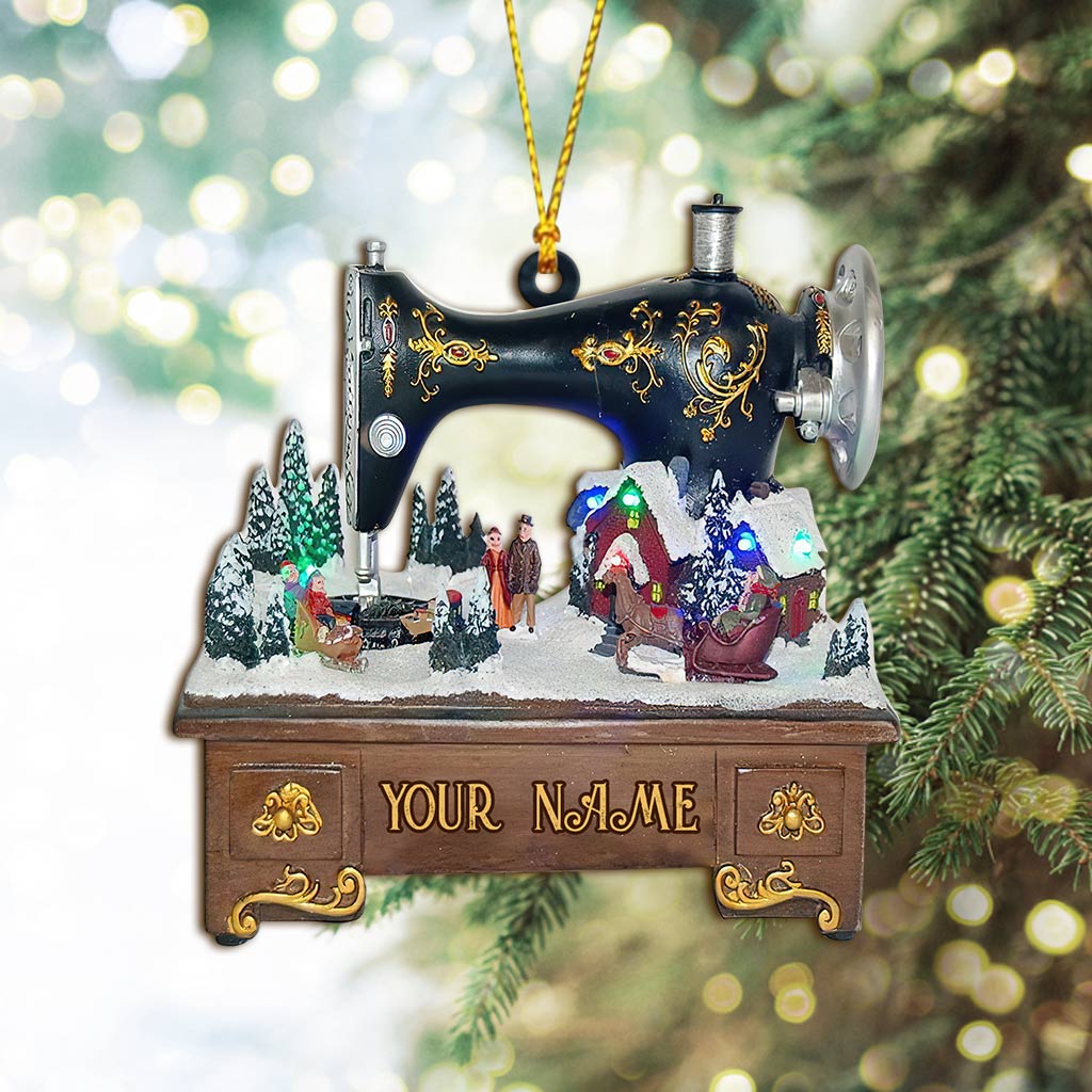 Nähmaschinen-Kollektion – Personalisierter Weihnachtsschmuck zum Thema Nähen (beidseitig bedruckt)