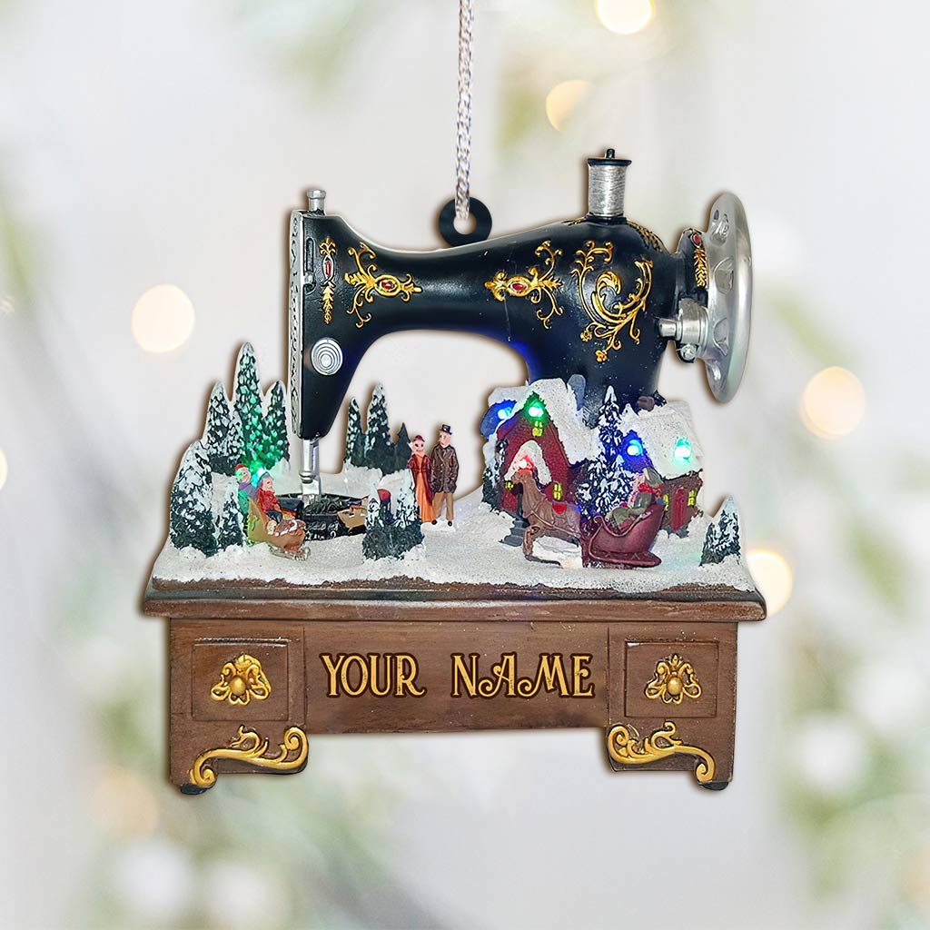 Nähmaschinen-Kollektion – Personalisierter Weihnachtsschmuck zum Thema Nähen (beidseitig bedruckt)